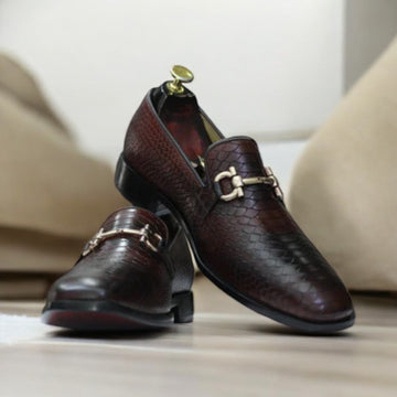 Handmade Men Python Loafers Shoes
