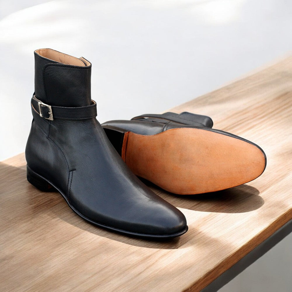 Handmade Black Leather Jodhpur Boots For Men - Posh Footwear