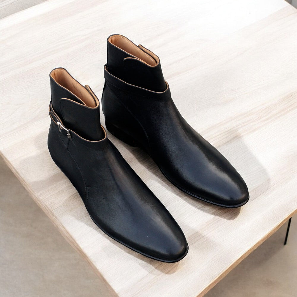 Handmade Black Leather Jodhpur Boots For Men - Posh Footwear