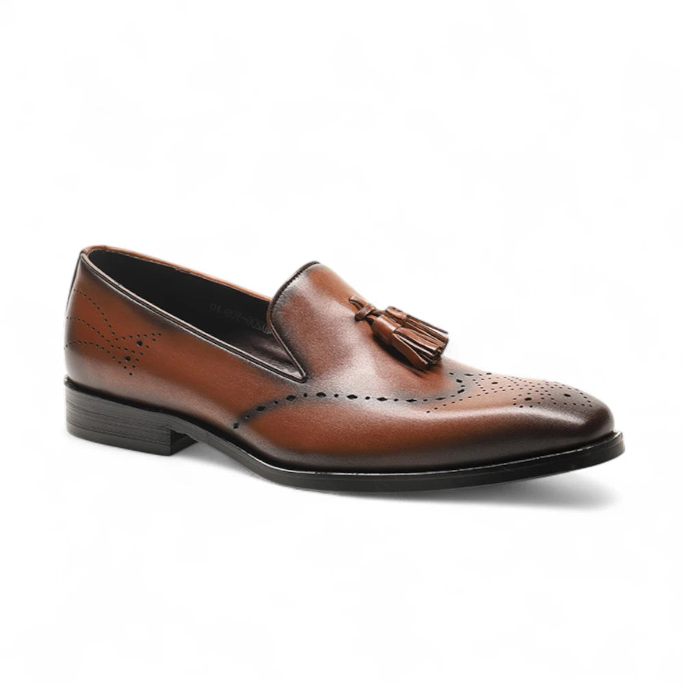Top-down view highlighting slip-on opening and toe polish

