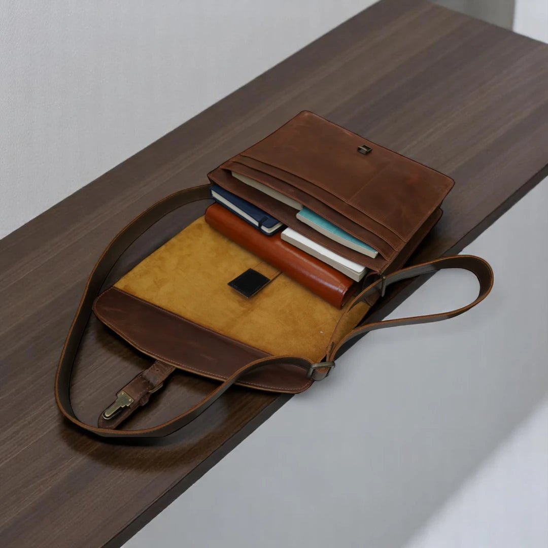 Inside View – Spacious interior with laptop, wallet, and accessories placed

