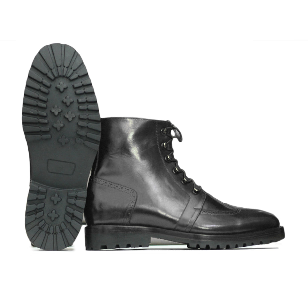 Rubber Sole View – Durable rubber sole of Men’s Handmade Brown Military Ankle Boots, offering optimal traction and support for all-day wear.
zipper Boots