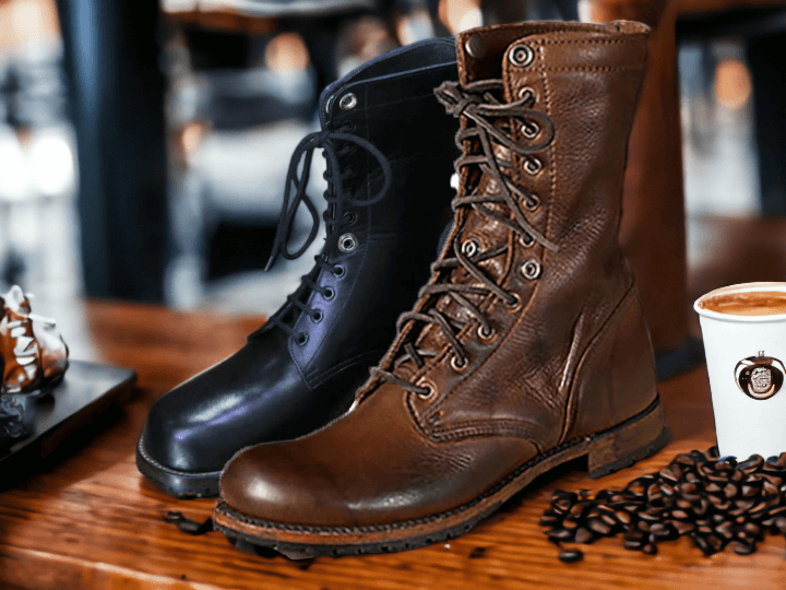 Men s Brown Military Combat Boots Leather Ankle Army Marching Boots