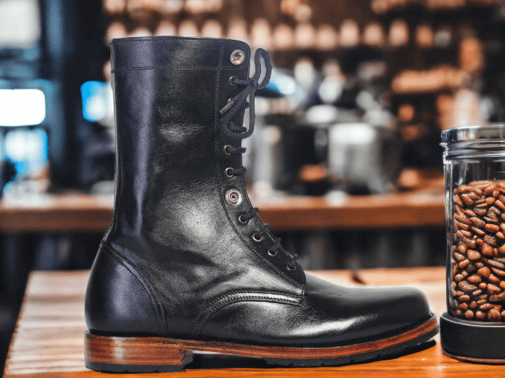 Men's Brown Leather Ankle Boots - Military Combat Boots with Heavy Duty Soles - Army Marching Style