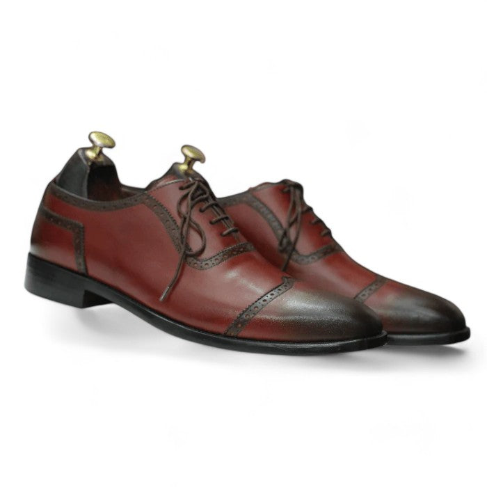 Men's Burgundy Oxfords Leather Shoes
