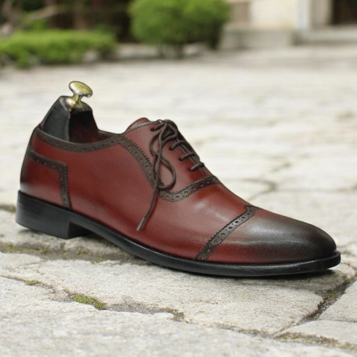 Men's Burgundy Oxfords Leather Shoes
