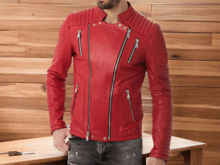 Mens Zipper Style Quilted Leather Jacket