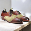 Handmade Wing Tip Brogue Brown Goodyear Welted Leather Lace Up Shoes for Men's
