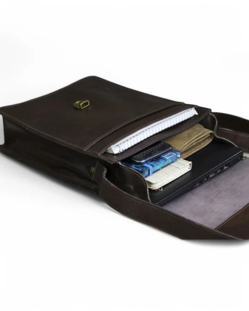Inside View – Spacious interior with padded laptop sleeve and multiple compartments for organization.

