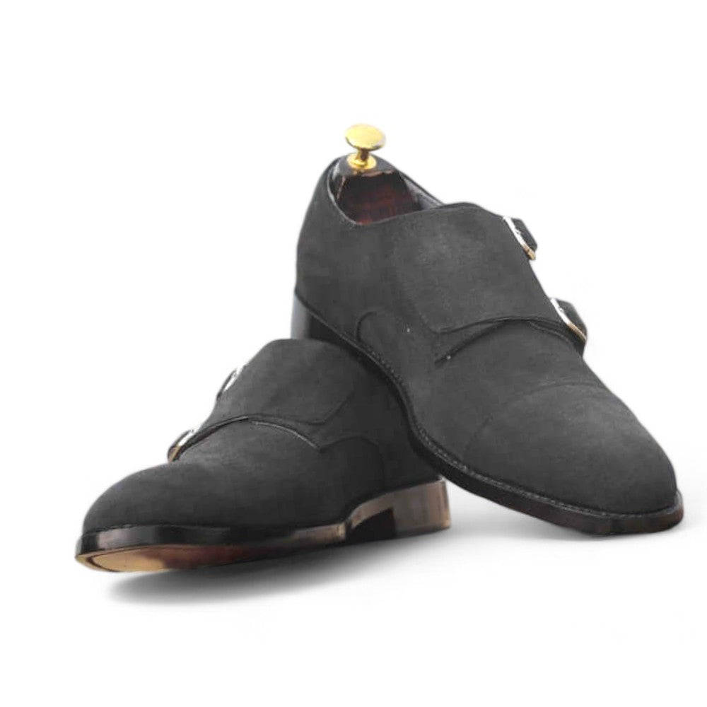 Handmade Men's Black Suede Cap Toe Shoes, crafted from premium suede leather, showcasing elegant design and comfort for formal and casual occasions.