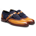 Expertly crafted with hand-painted detailing, these Men's Blue Brown Buckle Leather Shoes exude style and sophistication. The contrasting blue and brown colors add a touch of elegance to any formal outfit. The buckle closure ensures a secure fit, while the high-quality leather provides comfort and durability. Elevate your wardrobe with these stunning formal shoes.