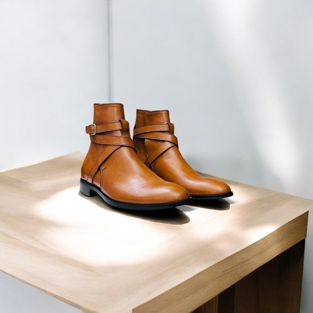 Men's Brown Jodhpur Ankle Boots | Stylish Leather Footwear - Posh Footwear