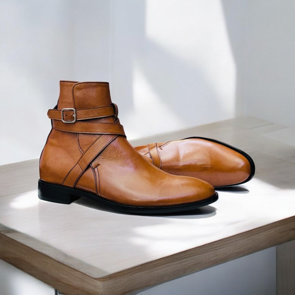 Men's Brown Jodhpur Ankle Boots | Stylish Leather Footwear - Posh Footwear