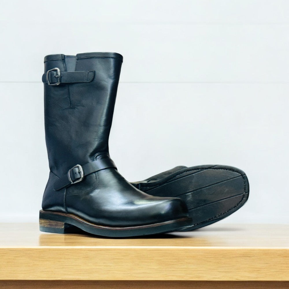 Men Handmade Black Grey Button Boots – Timeless Elegance & Comfort