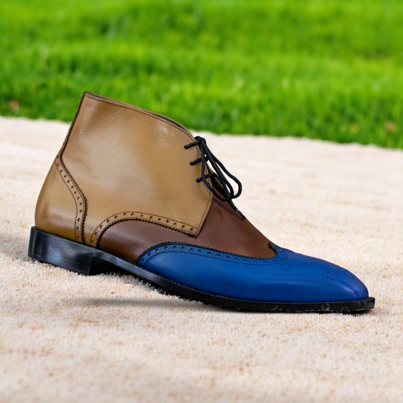 Handmade Two Tone Men's Chukka Boots - Posh Footwear