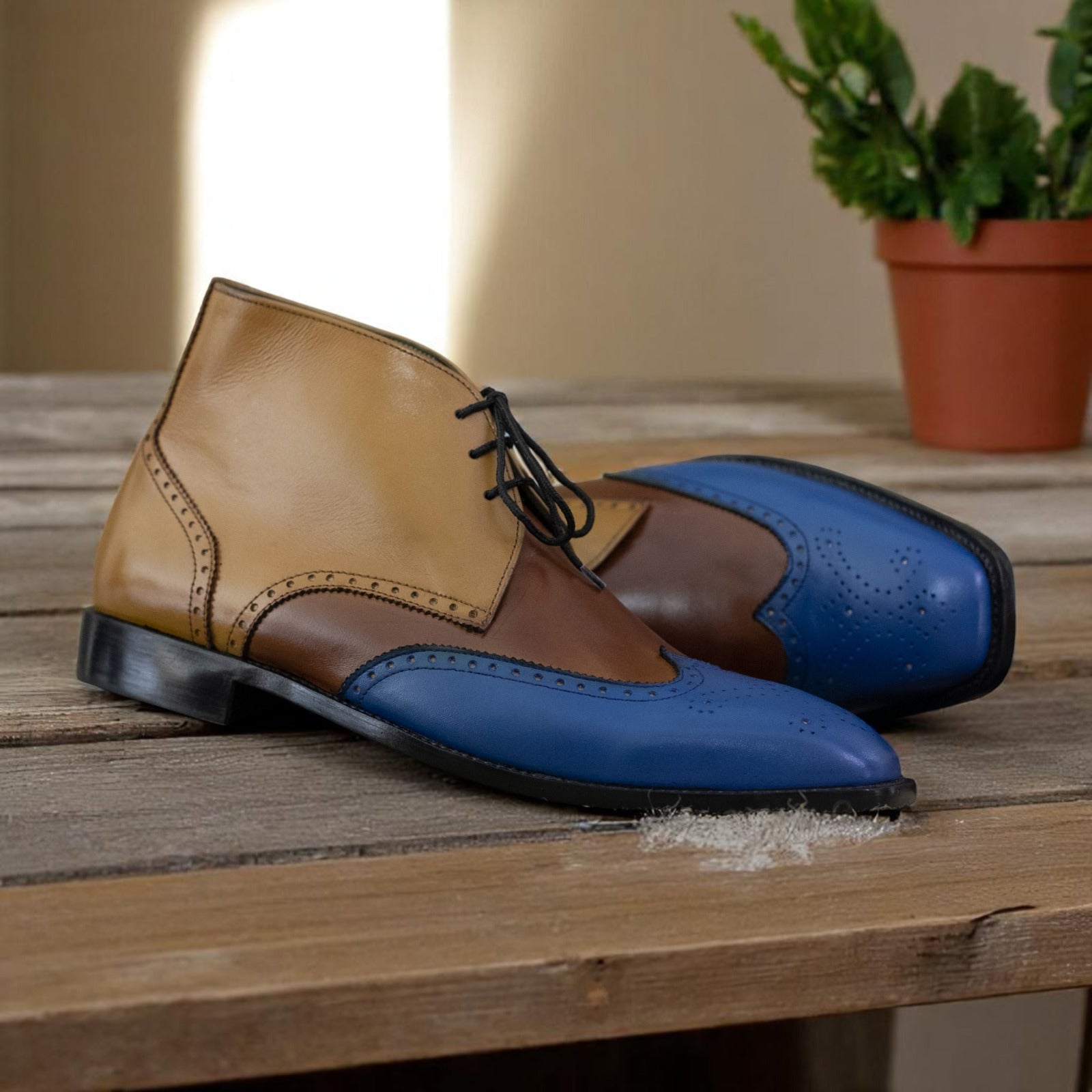 Handmade Two Tone Men's Chukka Boots - Posh Footwear
