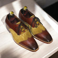 Handmade Wing Tip Brogue Brown Goodyear Welted Leather Lace Up Shoes for Men's