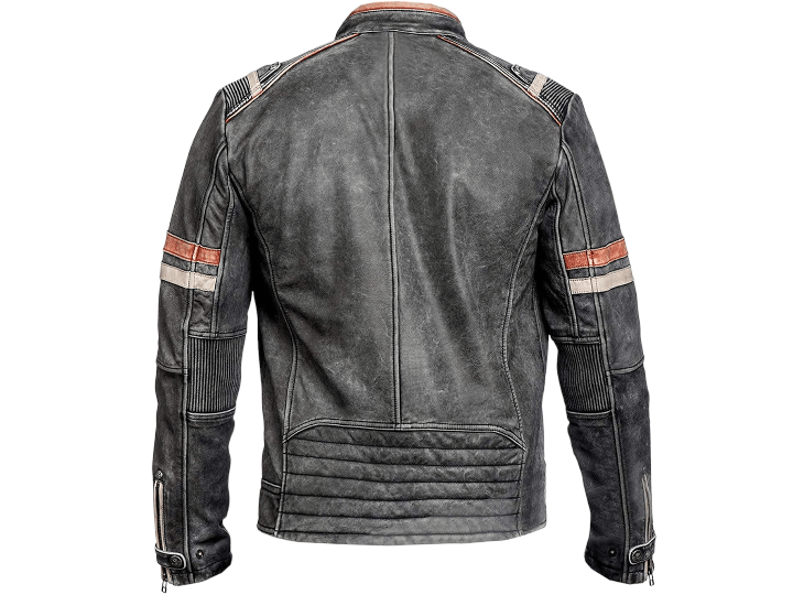 Cafe Racer Retro Distressed Leather Jacket - Motorcycle Vintage Leather Jacket Men - Posh FootwearMen jacket