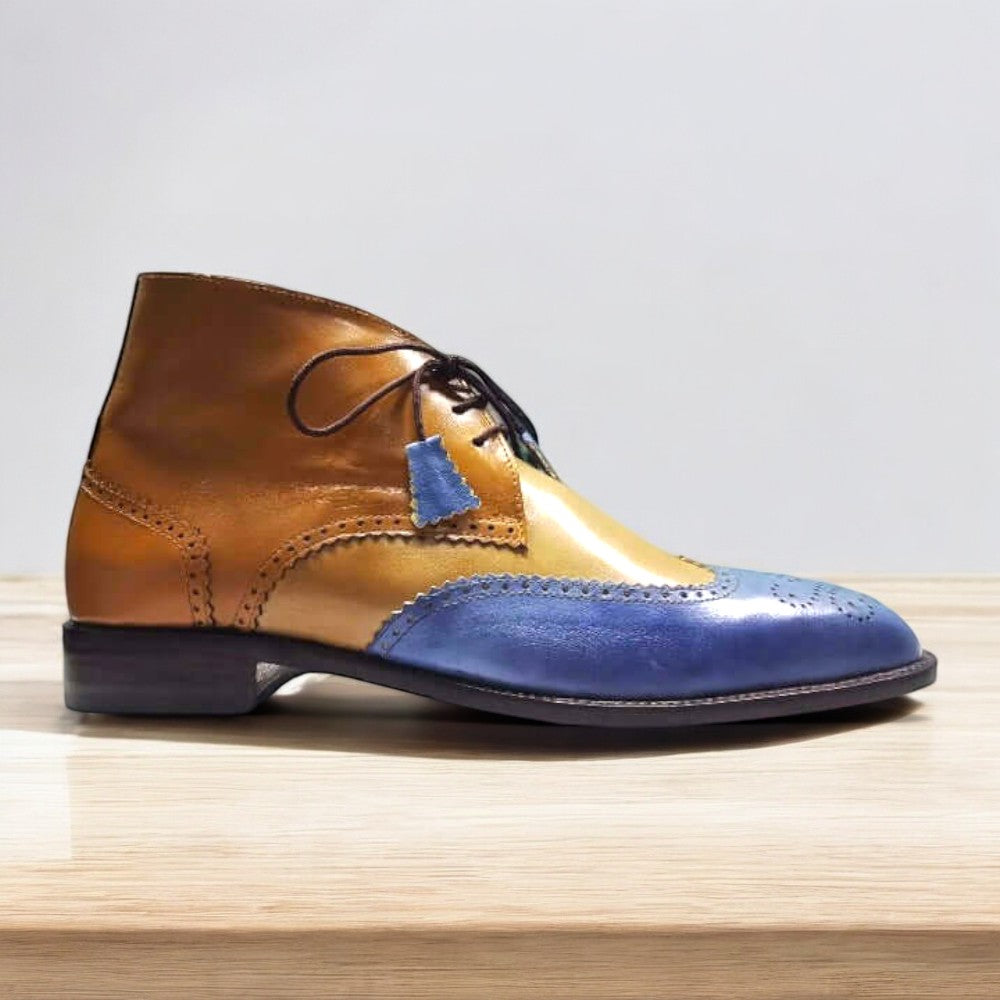 Handmade Two Tone Men's Chukka Boots - Posh Footwear