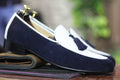 Handmade Corduroy & Cow - Hide Leather Tussles Loafers For Men, Dress Formal Slip On Shoes For Mens - Posh Footwear