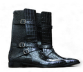 alligator Long black boots for mens 