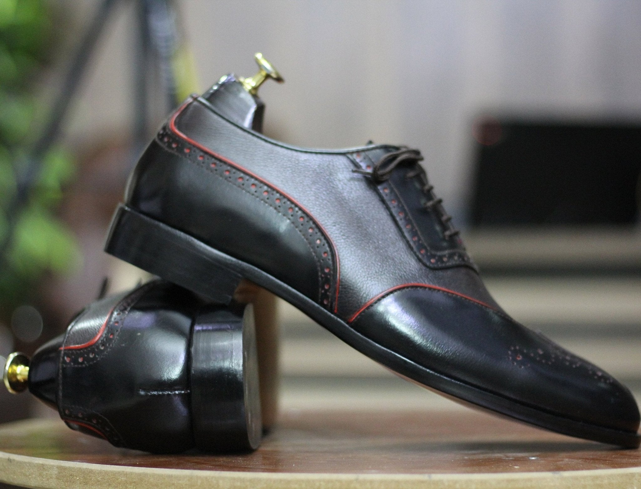 Handmade Genuine Cow - Hide Leather Brogue Toe Shoes For Men, Dress Formal Lace Shoes For Mens - Posh Footwear