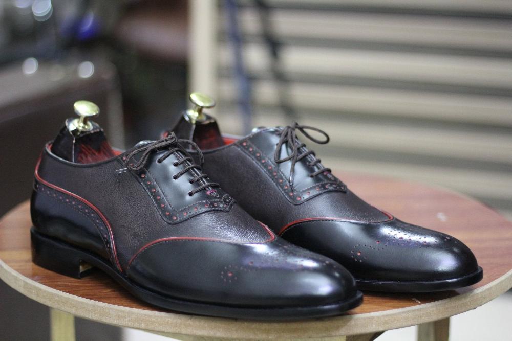 Handmade Genuine Cow - Hide Leather Brogue Toe Shoes For Men, Dress Formal Lace Shoes For Mens - Posh Footwear