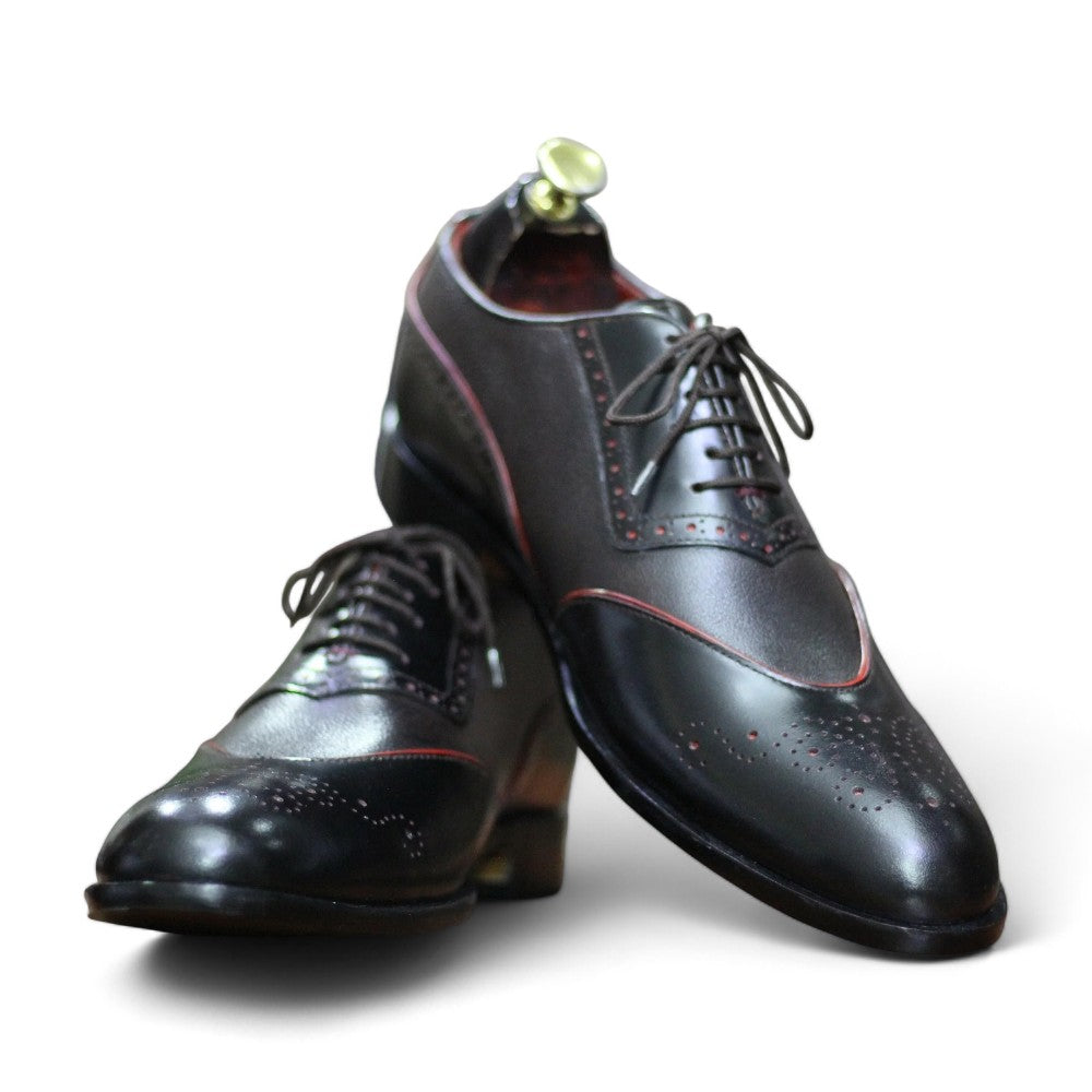 Handmade Genuine Cow - Hide Leather Brogue Toe Shoes For Men, Dress Formal Lace Shoes For Mens - Posh Footwear