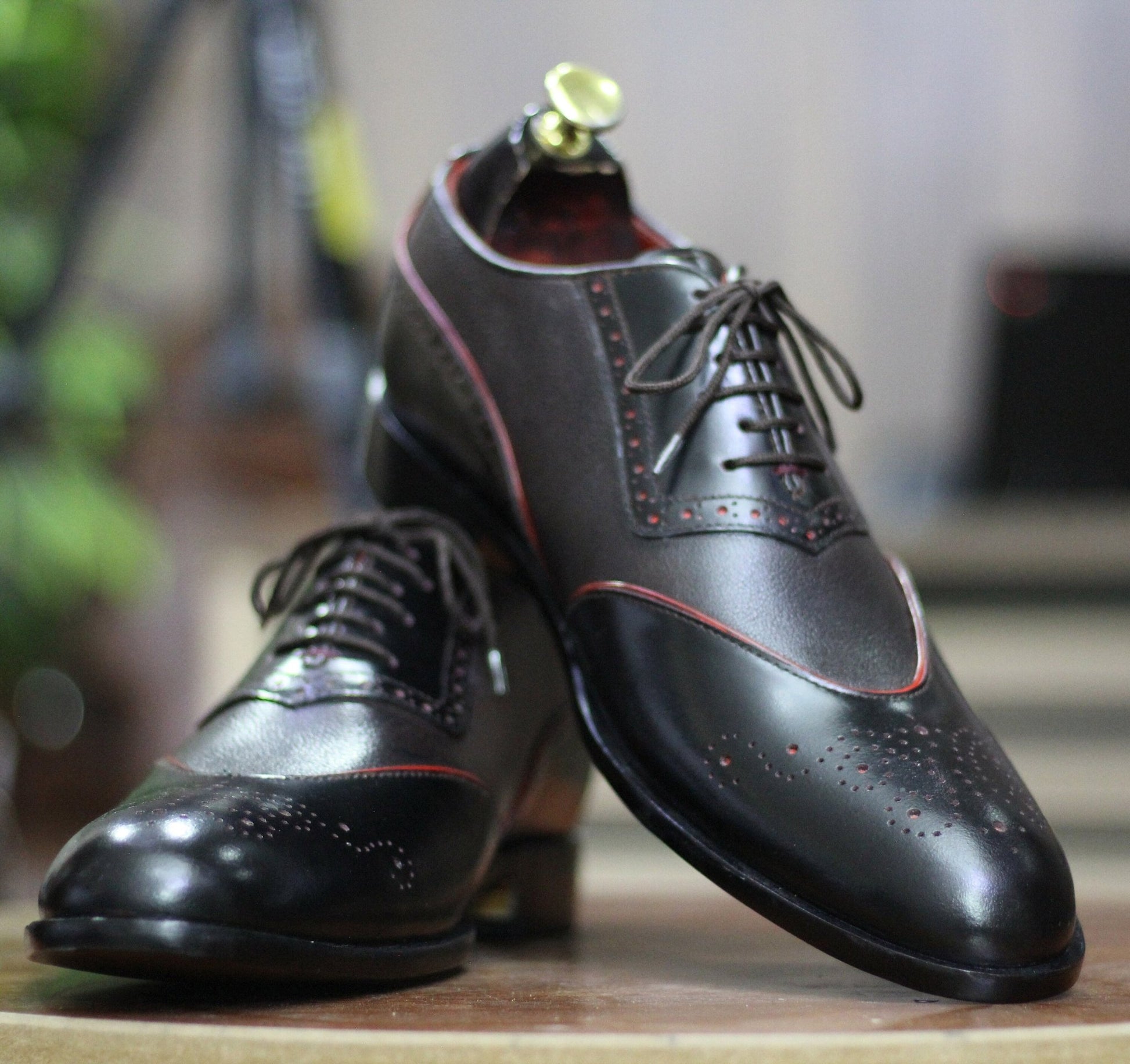 Handmade Genuine Cow - Hide Leather Brogue Toe Shoes For Men, Dress Formal Lace Shoes For Mens - Posh Footwear