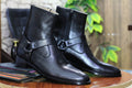 Handmade Genuine Cow - Hide Leather Buckle Long Boots For Men, Ankle High Boots For Mens - Posh Footwear