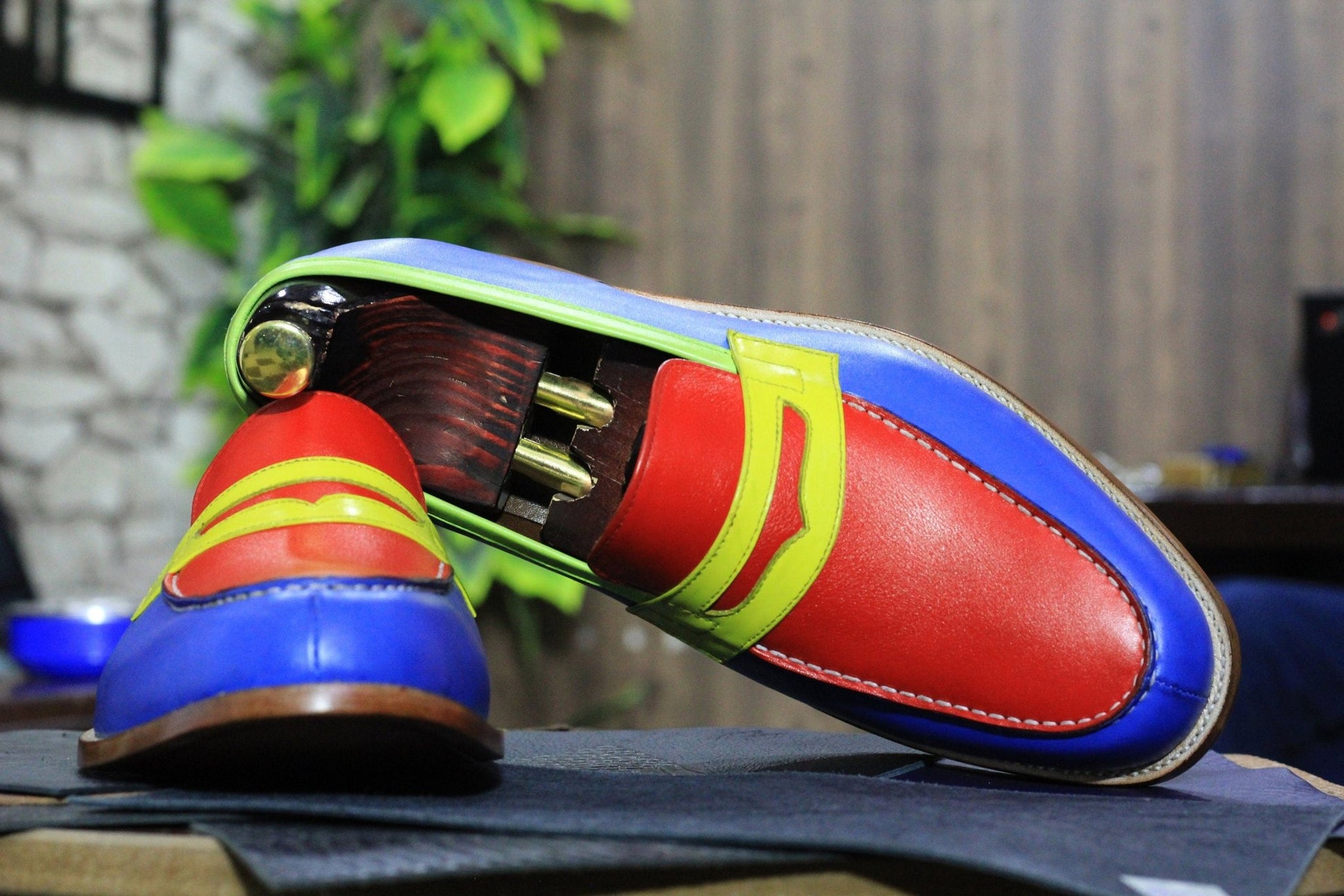 Handmade Genuine Cow - Hide Leather Penny Loafers For Men, Multi Color Dress Formal Slip On Shoes For Mens - Posh Footwear