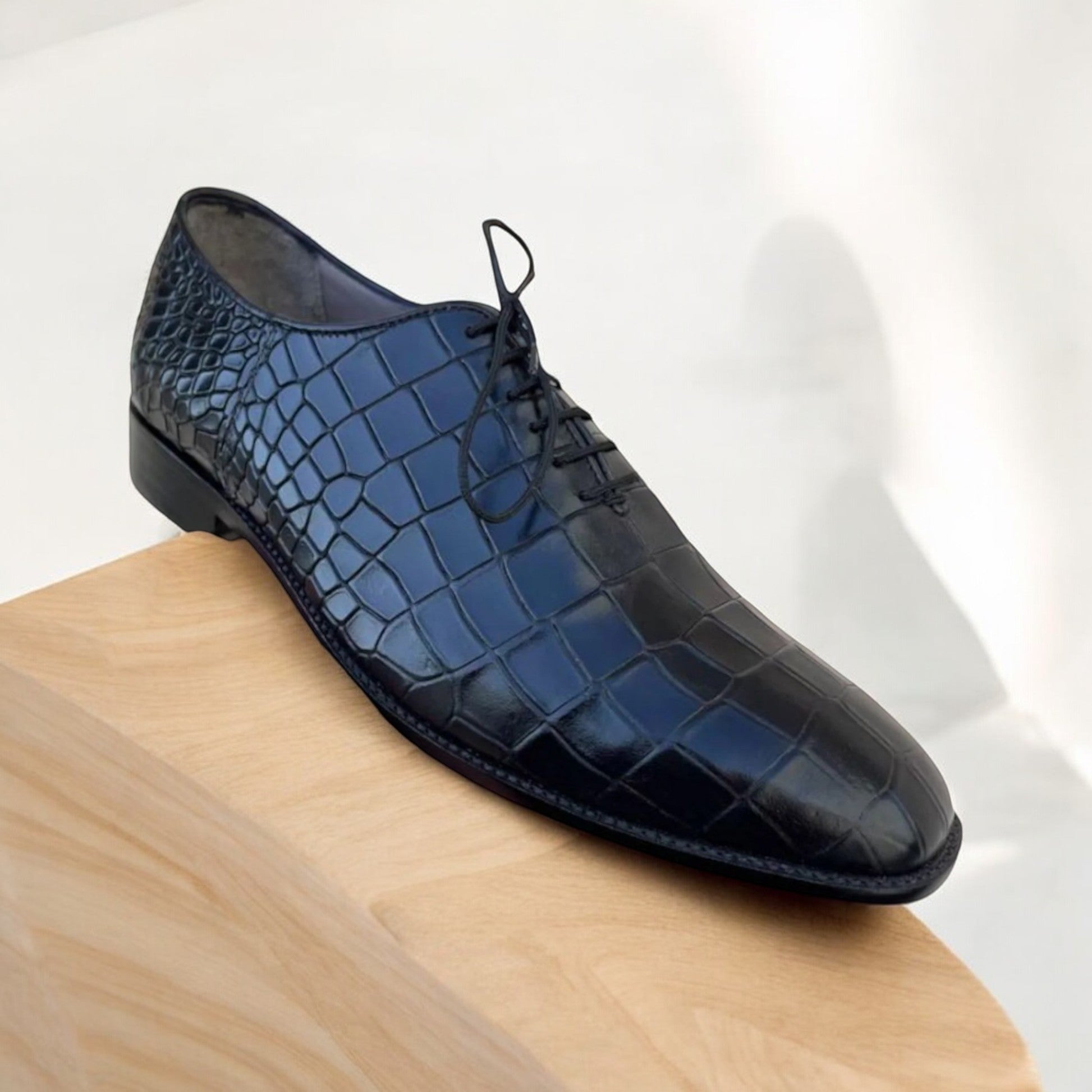 Men's Handmade Goodyear Welted Alligator Print Whole Cut Leather Shoes – Luxury Formal Shoes