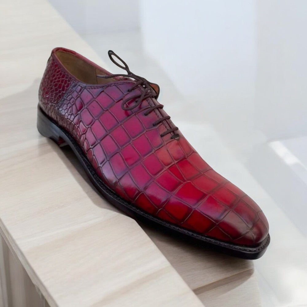 Men's Handmade Goodyear Welted Alligator Print Whole Cut Leather Shoes – Luxury Formal Shoes