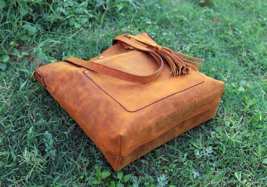 Handmade Leather tote bag, Shoulder tote bag, Tote bags for women, Leather tote bags, Best tote bags, Crazy Horse Tote bags - Posh Footwear