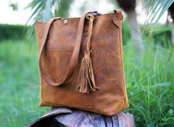 Handmade Leather tote bag, Shoulder tote bag, Tote bags for women, Leather tote bags, Best tote bags, Crazy Horse Tote bags - Posh Footwear