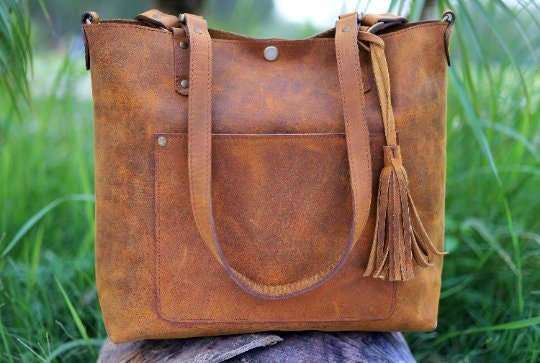 Handmade Leather tote bag, Shoulder tote bag, Tote bags for women, Leather tote bags, Best tote bags, Crazy Horse Tote bags - Posh Footwear