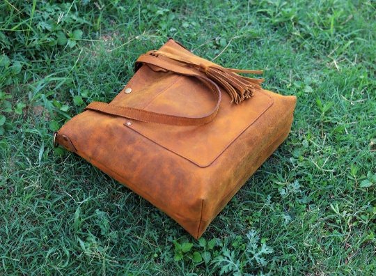 Handmade Leather tote bag, Shoulder tote bag, Tote bags for women, Leather tote bags, Best tote bags, Crazy Horse Tote bags - Posh Footwear
