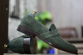 Handmade Men's Olive Green Suede Leather Round Toe Penny Loafers For Men, Dress Formal Slip On Shoes For Mens, Mens Designer Moccasins Shoes - Posh Footwear