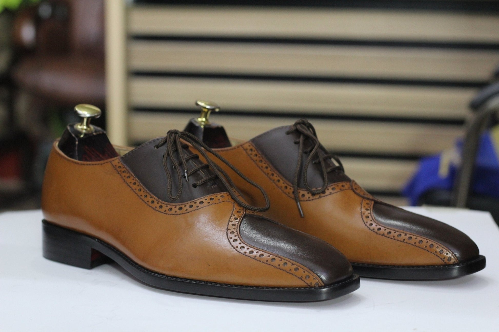 Handmade Oxford Style Shoes, Leather Shoes For Men's - Posh Footwear