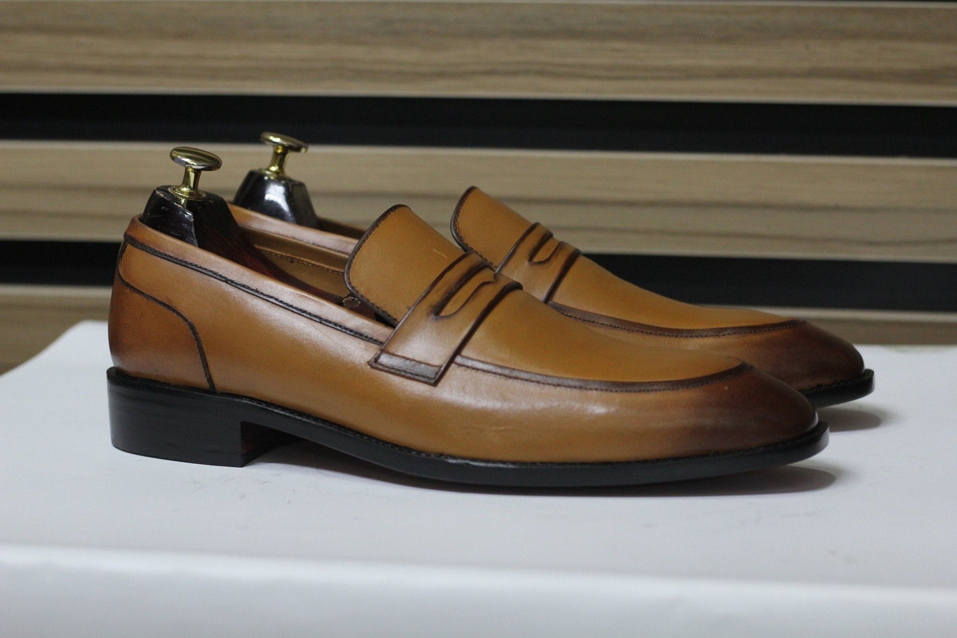 Handmade Penny Loafers, Leather Brown Loafers For Men's - Posh Footwear