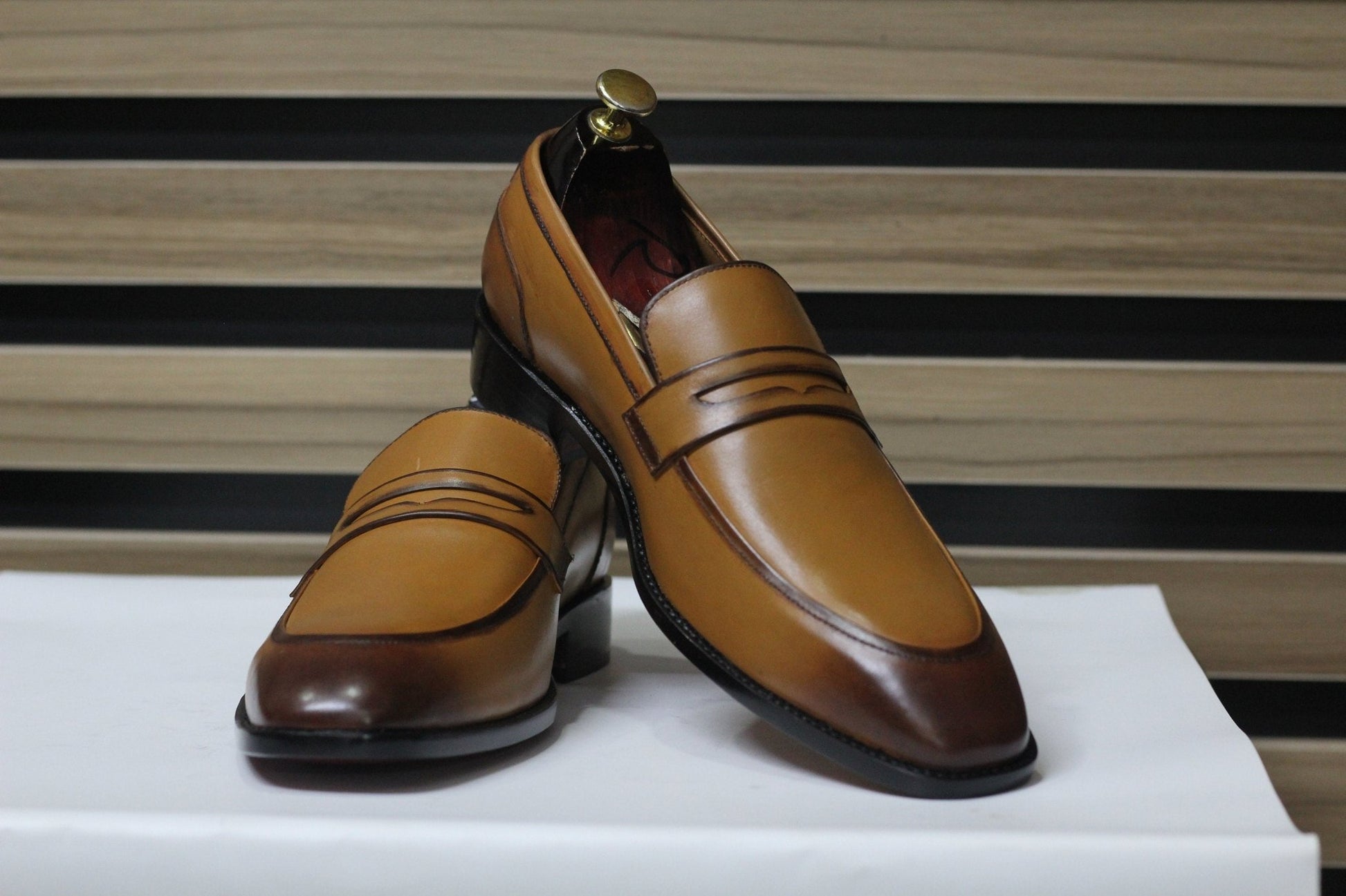 Handmade Penny Loafers, Leather Brown Loafers For Men's - Posh Footwear