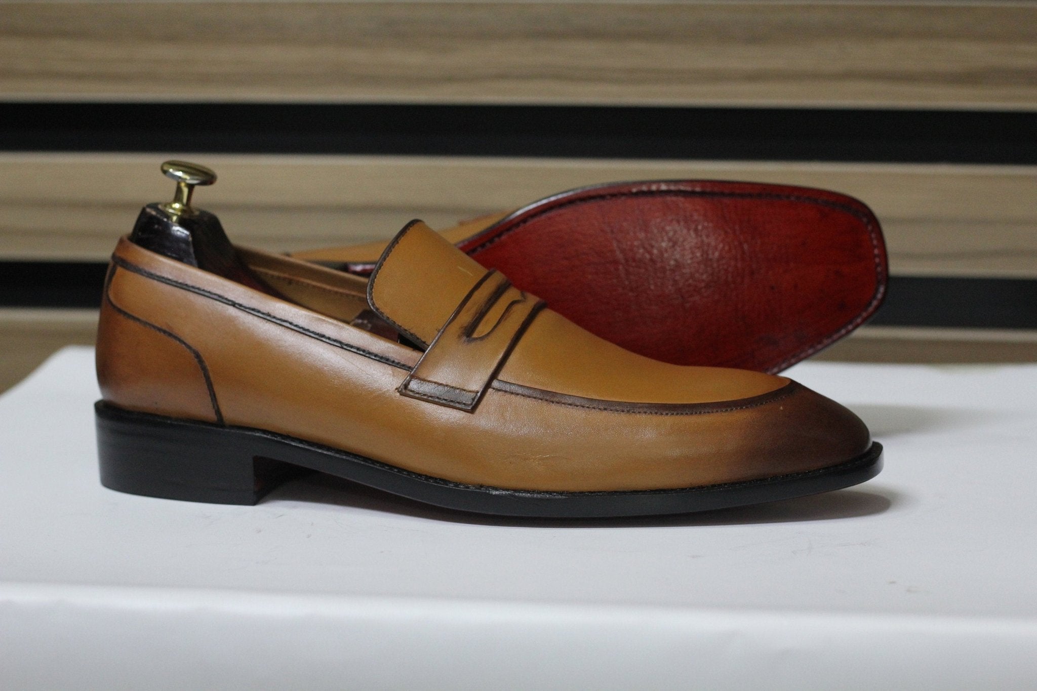 Handmade Penny Loafers, Leather Brown Loafers For Men's - Posh Footwear