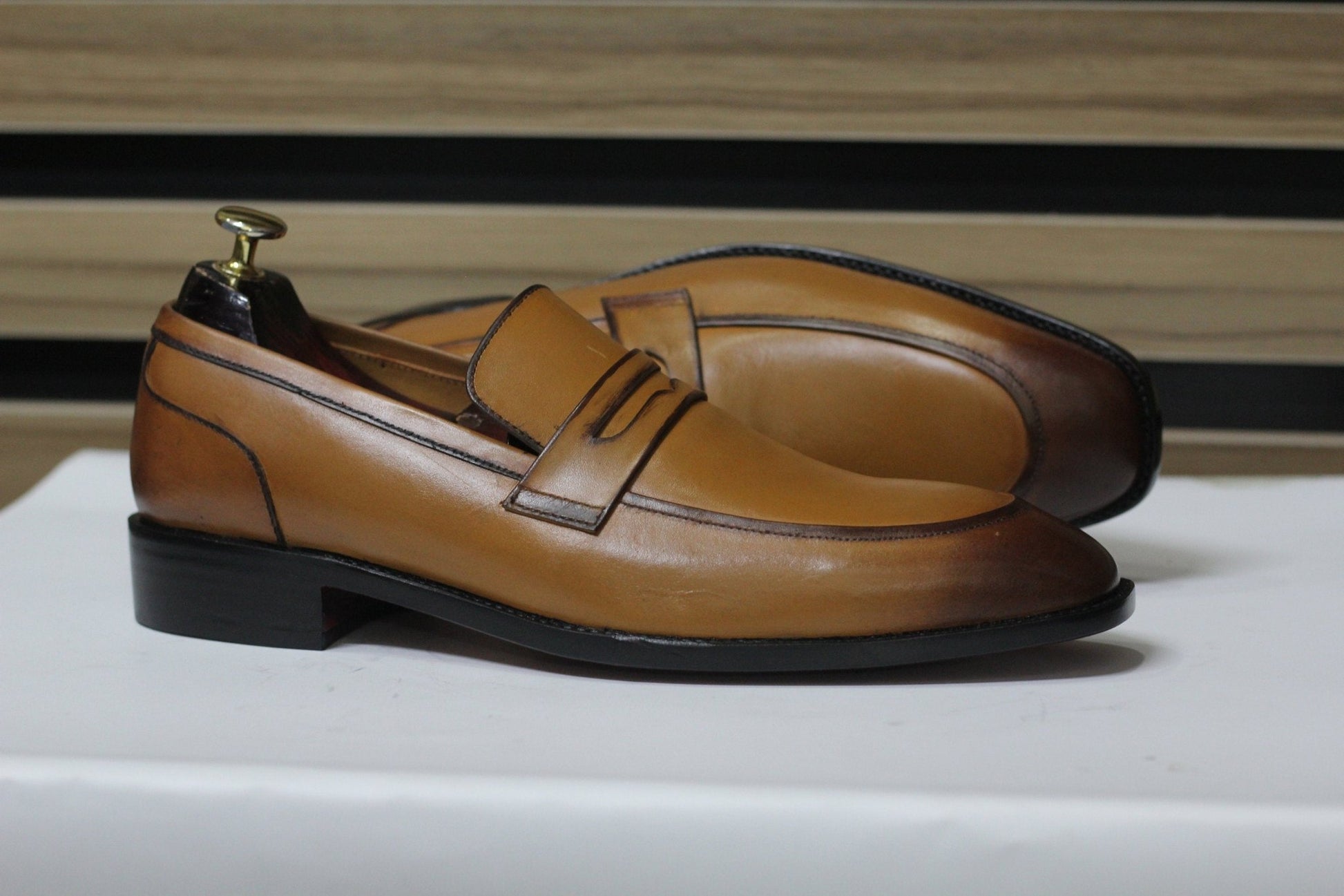 Handmade Penny Loafers, Leather Brown Loafers For Men's - Posh Footwear