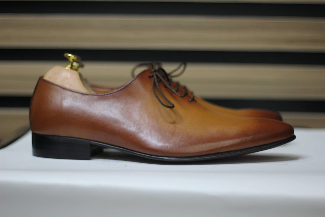 Handmade Pointed toe Whole Cut Lace Up Shoes, Leather Brown Shoes For Men's