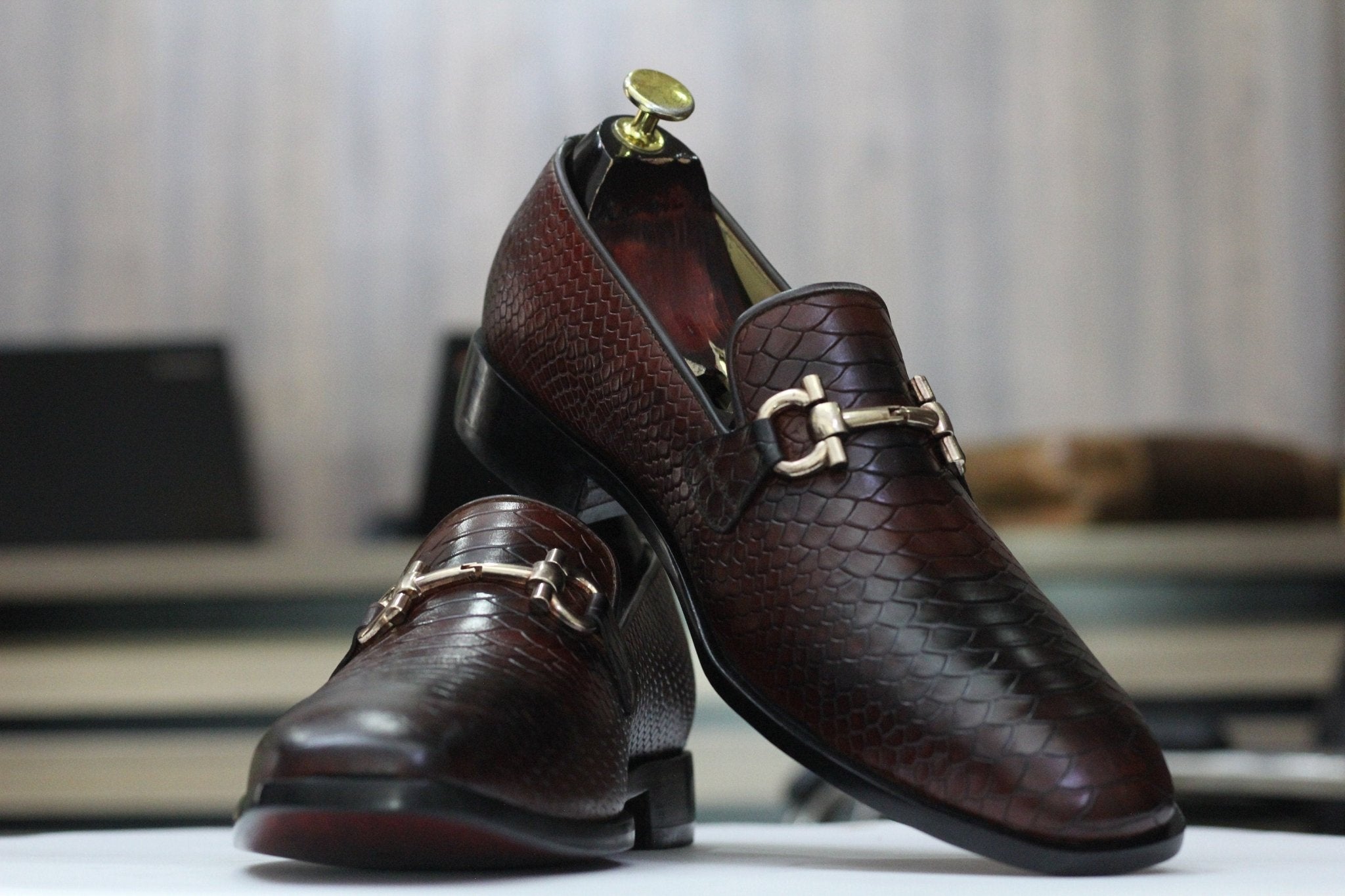 Handmade Python Slip On Loafers, Leather Loafer Shoes For Men's - Posh Footwear