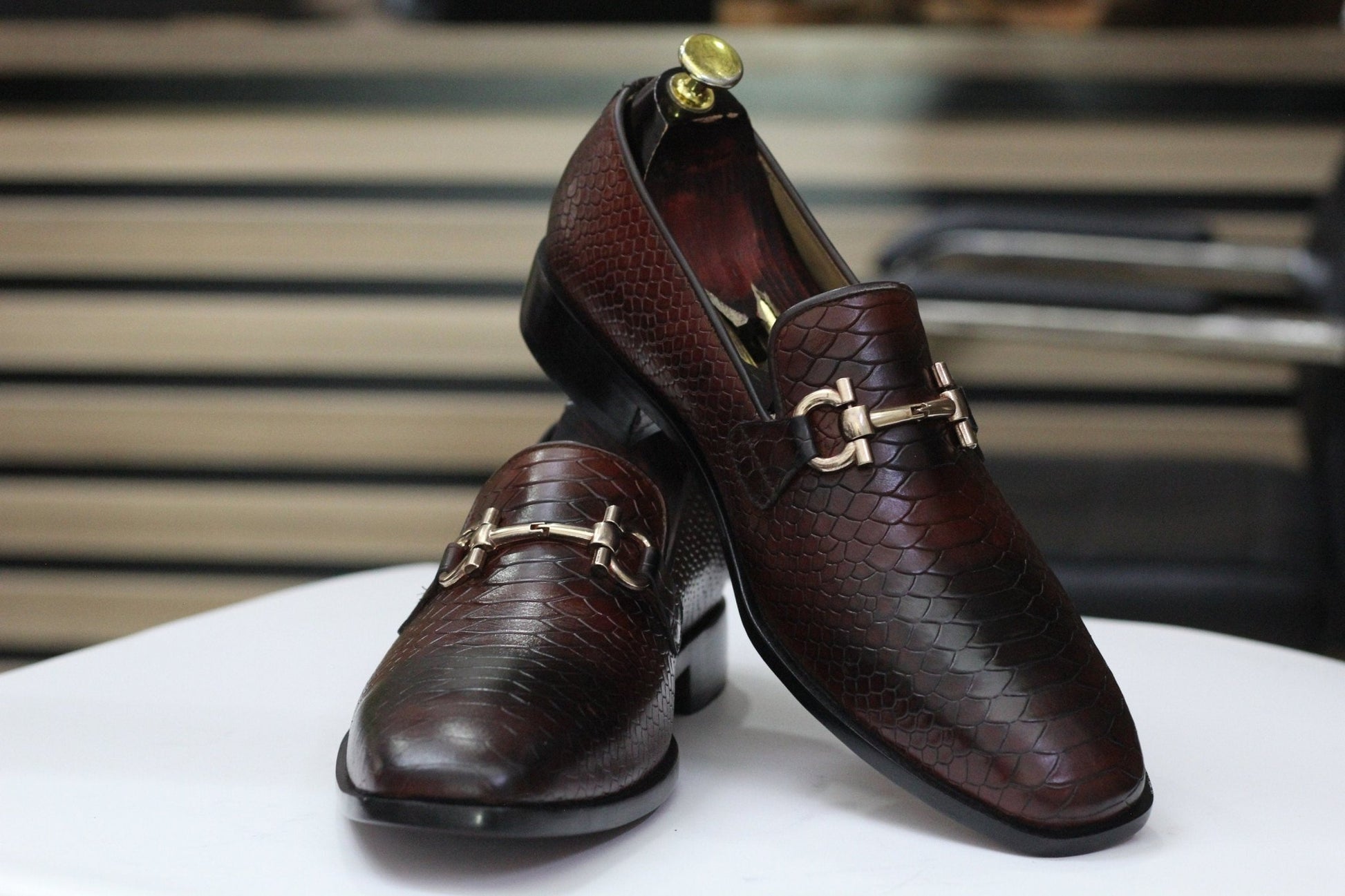 Handmade Python Slip On Loafers, Leather Loafer Shoes For Men's - Posh Footwear