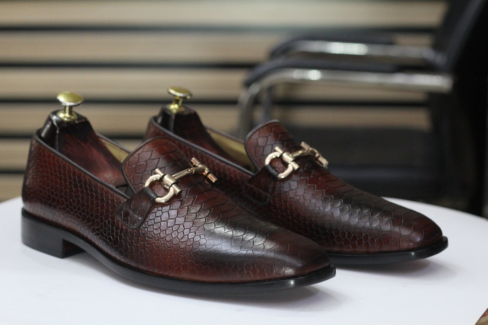 Handmade Python Slip On Loafers, Leather Loafer Shoes For Men's - Posh Footwear