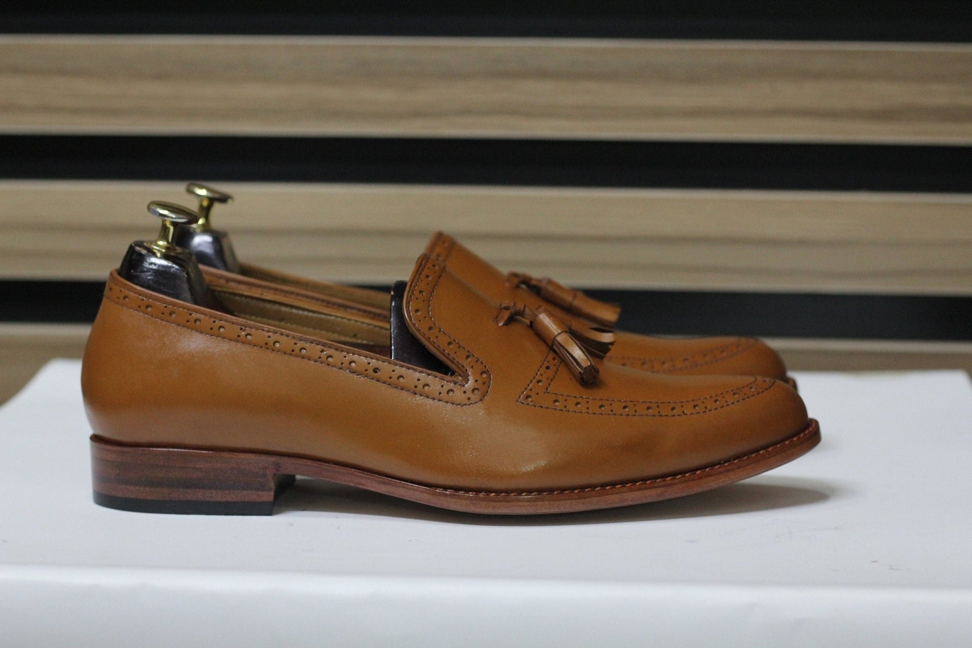 Handmade Tussle Loafers, Leather Brown Loafers For Men's - Posh Footwear