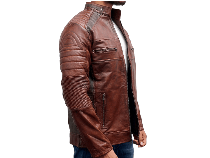 Handmade Vintage Cafe Racer Jacket Brown Riding Motorcycle Biker Leather - Posh FootwearMen jacket