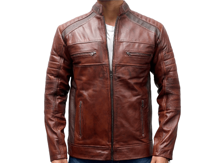 Handmade Vintage Cafe Racer Jacket Brown Riding Motorcycle Biker Leather - Posh FootwearMen jacket